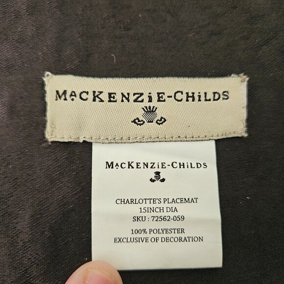 RARE MACKENZIE CHILDS SPIDER WEB COURTLY CHECK HALLOWEEN FALL PLACEMAT CHARGER - Picture 7 of 9